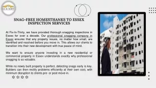 SNAG-FREE HOMES THANKS TO ESSEX INSPECTION SERVICES