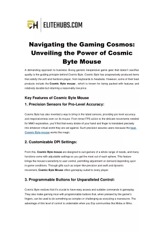 Navigating the Gaming Cosmos: Unveiling the Power of Cosmic Byte Mouse