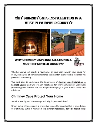 Why Chimney Caps Installation is a Must in Fairfield County