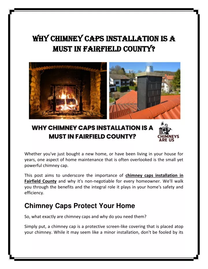 why chimney caps installation is a why chimney