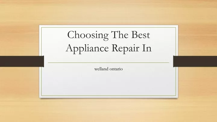 choosing the best appliance repair in