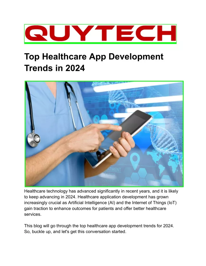 top healthcare app development trends in 2024