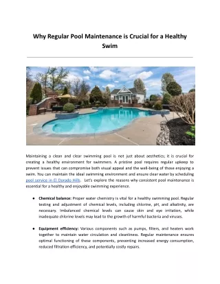 Why Regular Pool Maintenance is Crucial for a Healthy Swim