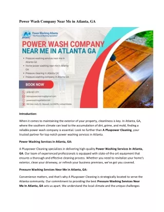 Power Wash Company Near Me in Atlanta