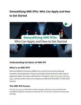 Demystifying SME IPOs - Who Can Apply and How to Get Started