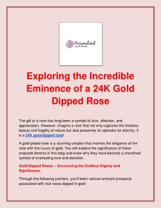 Exploring the Incredible Eminence of a 24K Gold-Dipped Rose