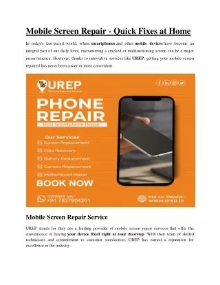 Mobile Screen Repair at Home - UREP