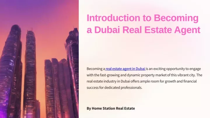 introduction to becoming a dubai real estate agent