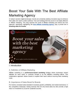 Boost Your Sale With The Best Affiliate Marketing Agency