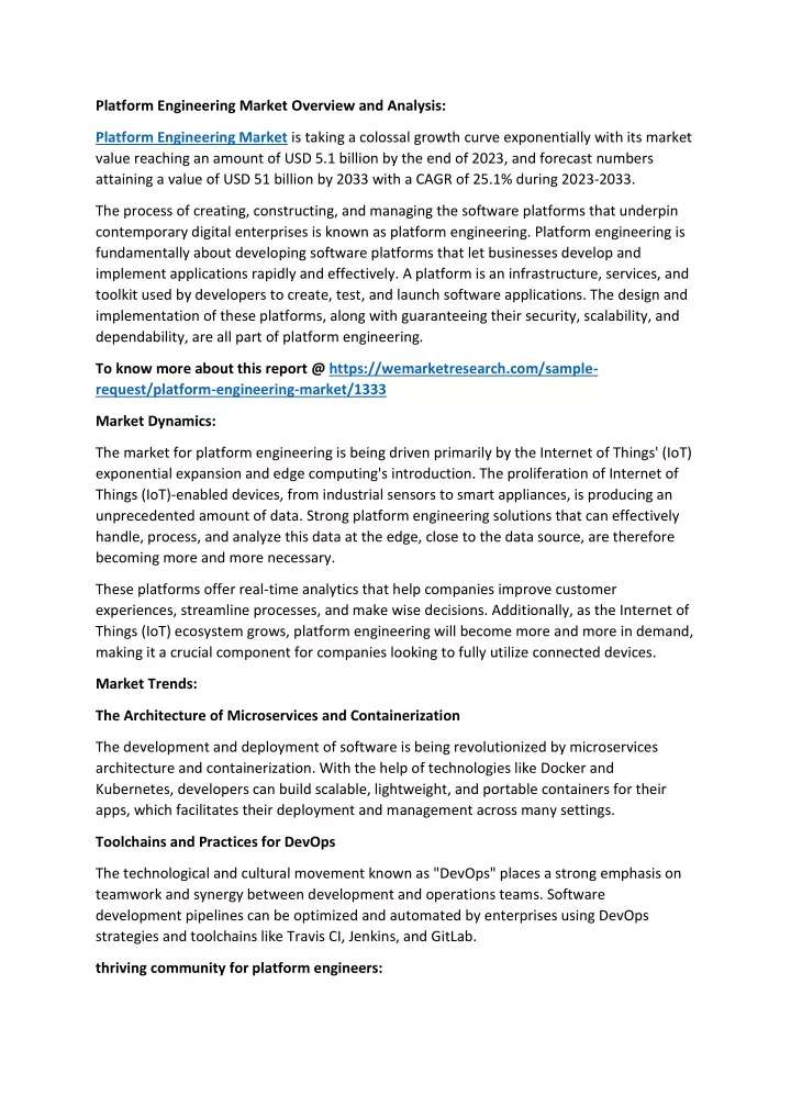 platform engineering market overview and analysis