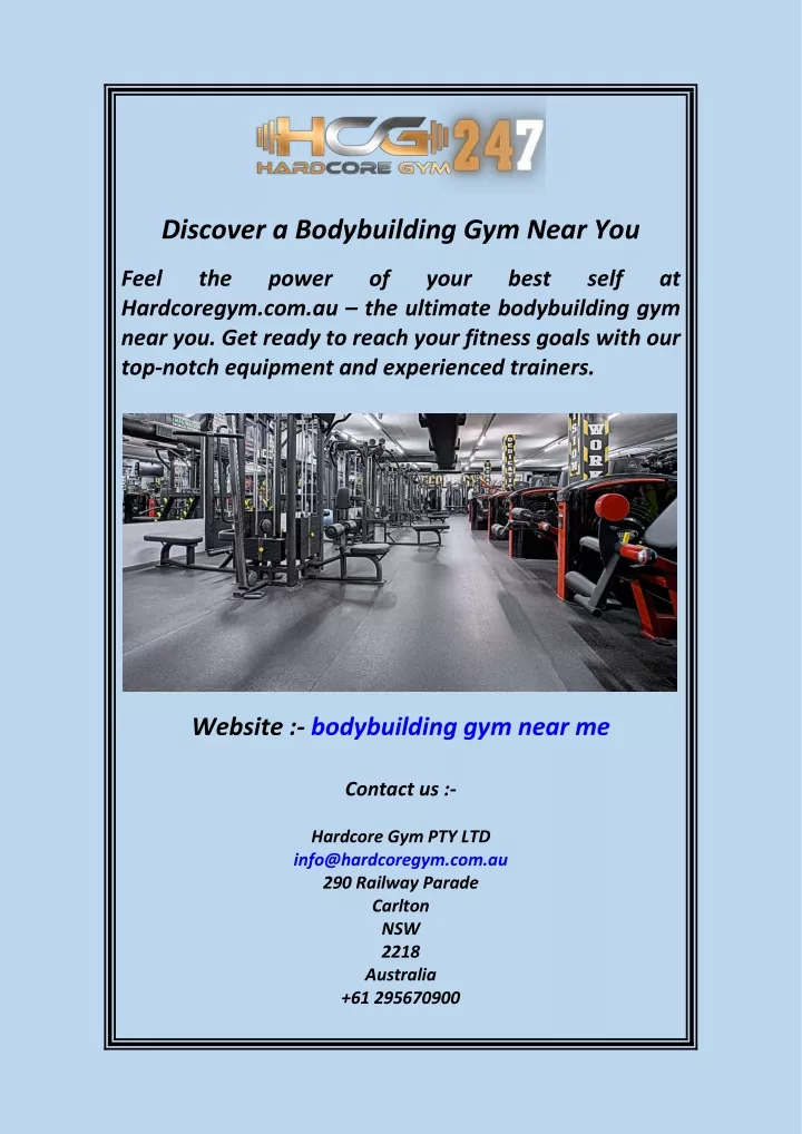 discover a bodybuilding gym near you
