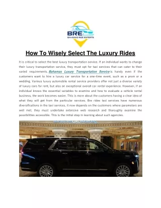 Taxi Services in The Bahamas