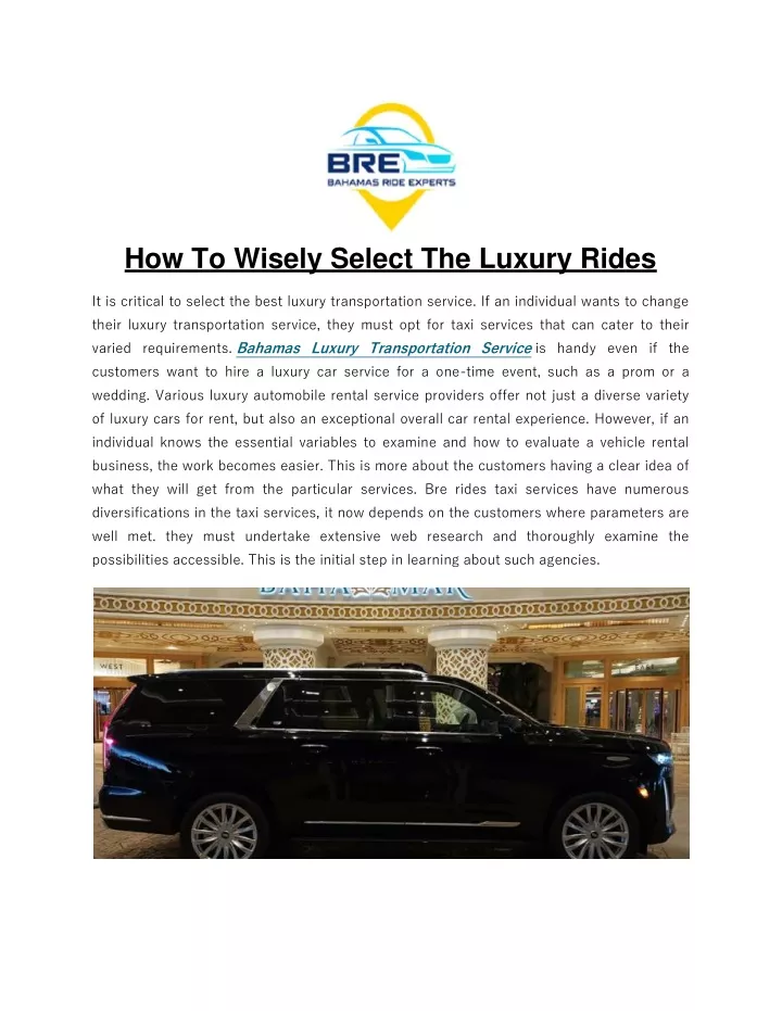 how to wisely select the luxury rides