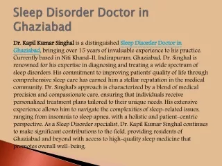 Sleep Disorder Doctor in Ghaziabad