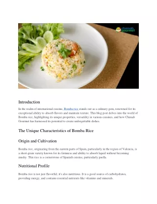 Exploring the Versatility of Bomba Rice in International Cuisine