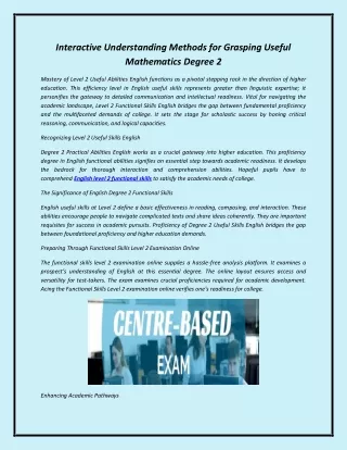 Interactive Understanding Methods for Grasping Useful Mathematics Degree 2
