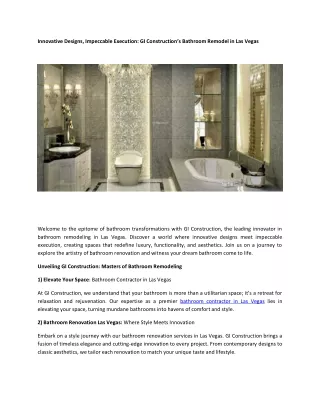 Innovative Designs, Impeccable Execution GI Construction’s Bathroom Remodel in Las Vegas