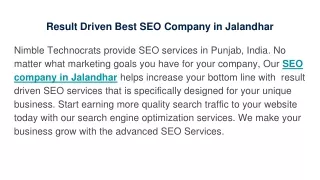 SEO Company in Jalandhar | Nimble Technocrats