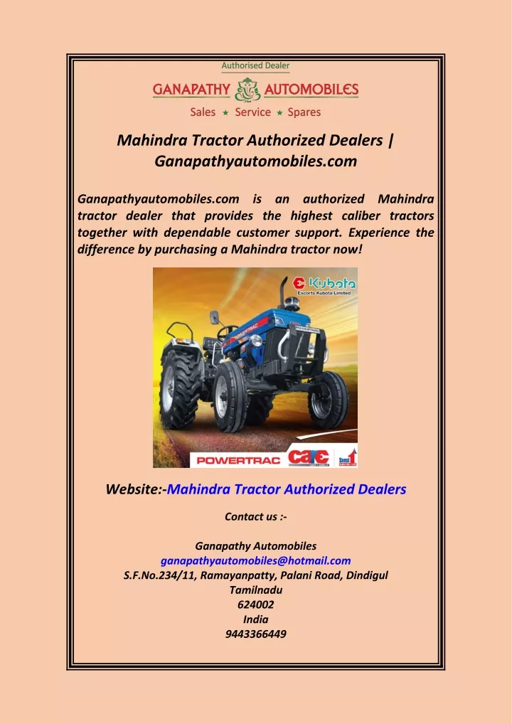 mahindra tractor authorized dealers