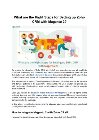 what are the right steps for setting up zoho