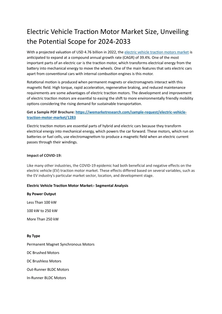 electric vehicle traction motor market size