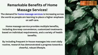 Remarkable Benefits of Home Massage Services!