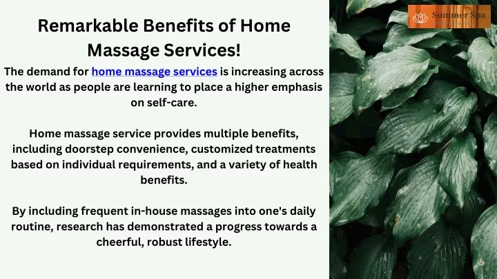 remarkable benefits of home massage services