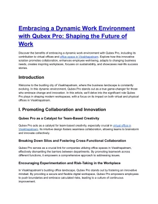embracing a dynamic work environment with qubex