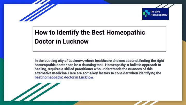 how to identify the best homeopathic doctor in lucknow
