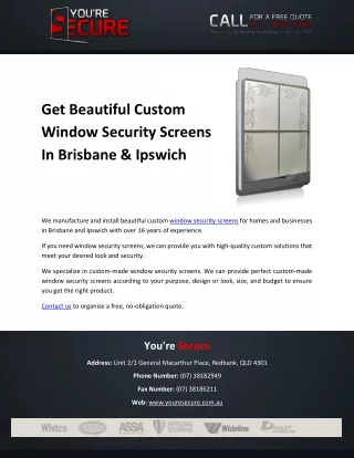 Get Beautiful Custom Window Security Screens In Brisbane & Ipswich