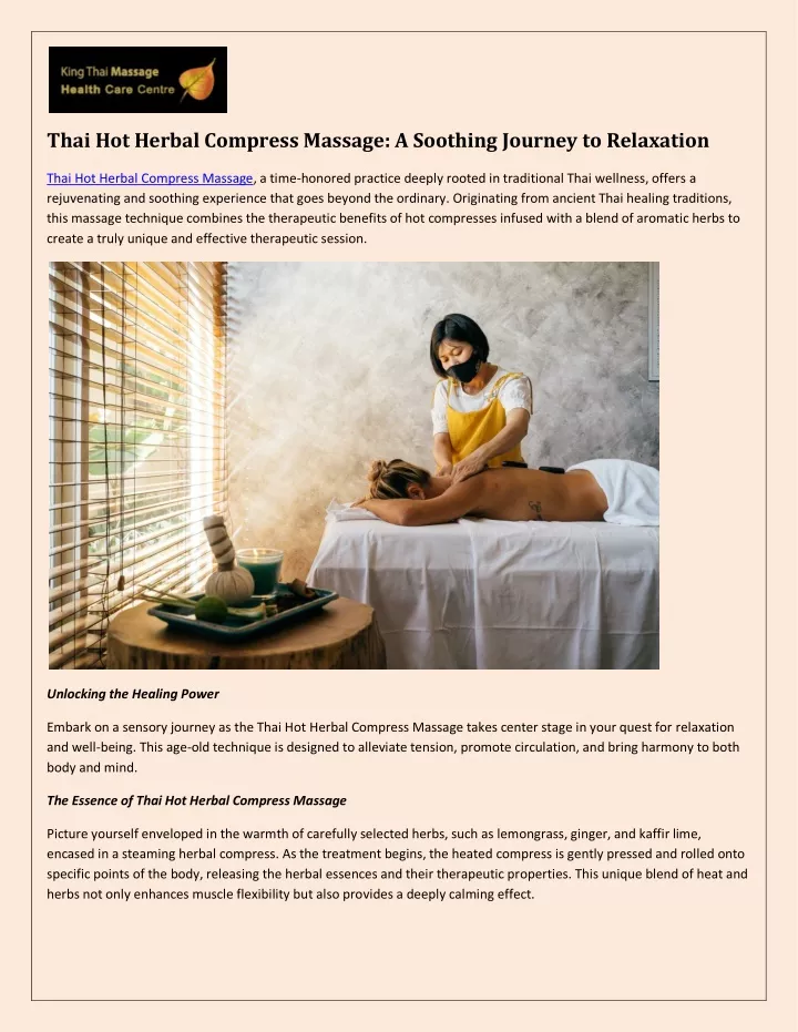 thai hot herbal compress massage a soothing