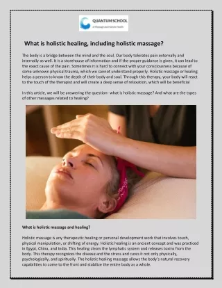 What is holistic healing, including holistic massage