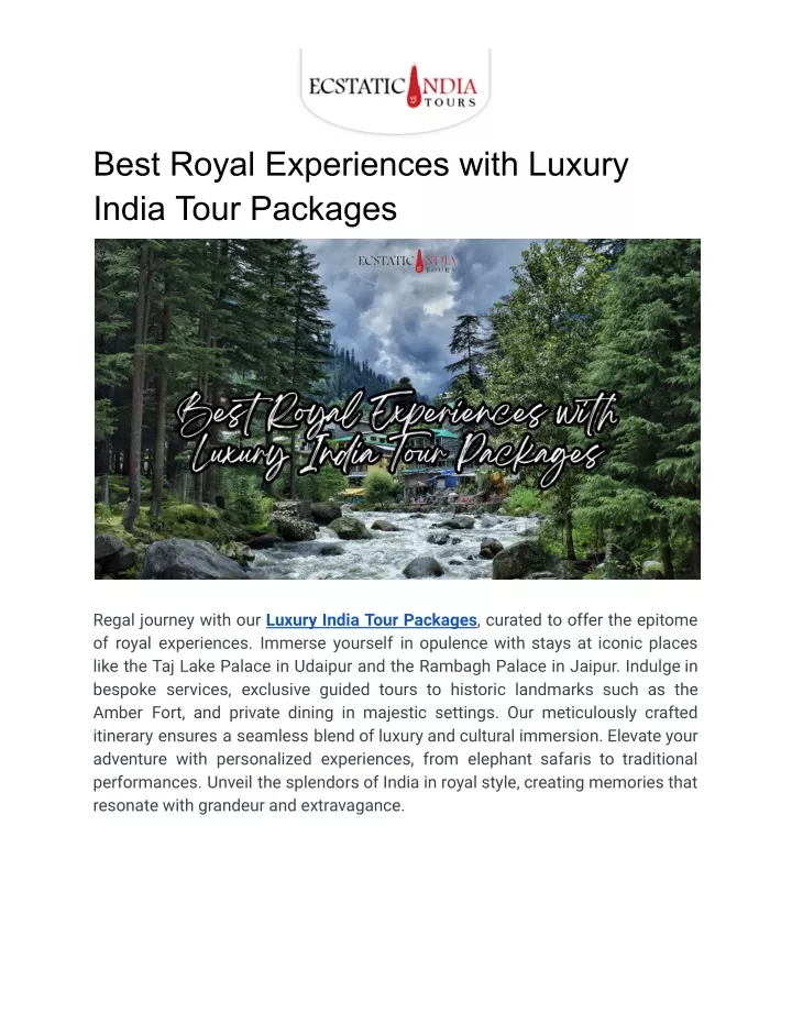 best royal experiences with luxury india tour