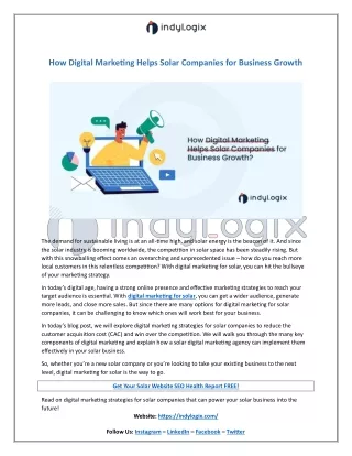 How Digital Marketing Helps Solar Companies for Business Growth