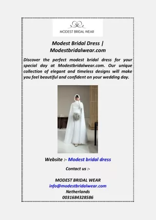 Modest Bridal Dress  Modestbridalwear.com