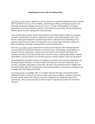unleashing top security with servicenow secops