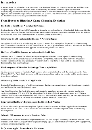 From iPhone to iHealth: How Apple Innovations are Revolutionizing the Healthcare