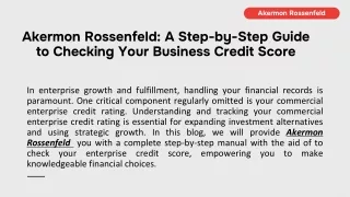 Akermon Rossenfeld: A Step-by-Step Guide to Checking Your Business Credit Score!
