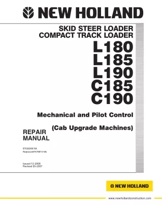 New Holland L185 Skid Steer Loader Service Repair Manual