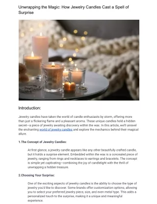 How Do Jewelry Candles Work