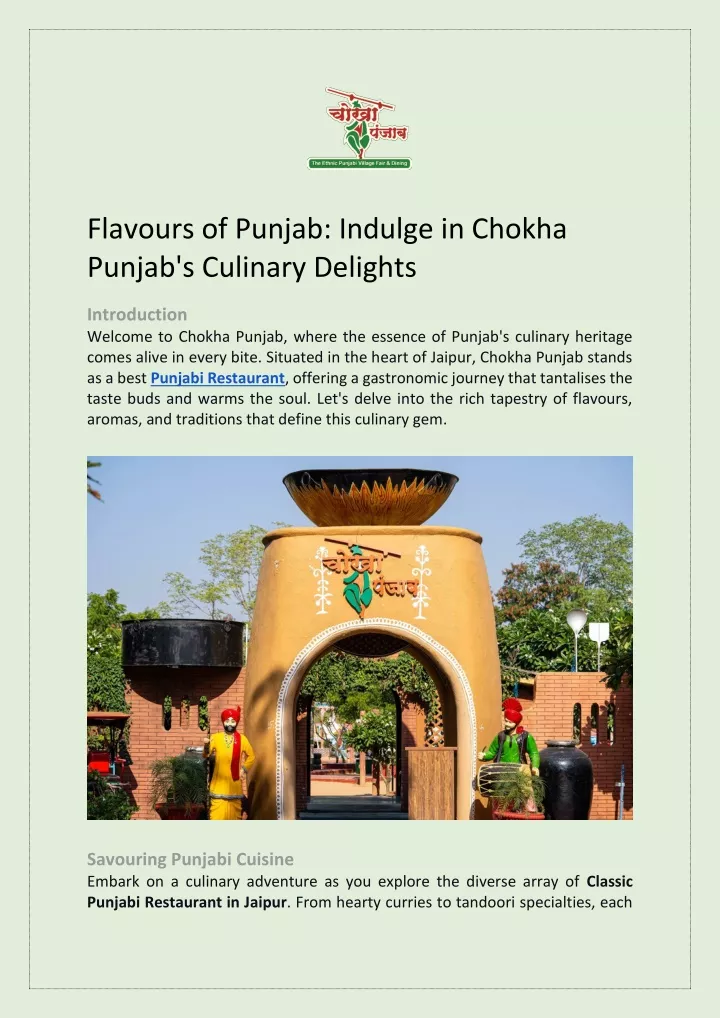flavours of punjab indulge in chokha punjab