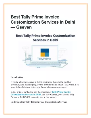 Best Tally Prime Invoice Customization Services in Delhi