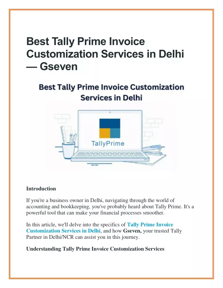 best tally prime invoice customization services