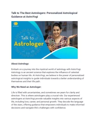 Talk to Astrologer Online: Personalized Guidance at Your Fingertips