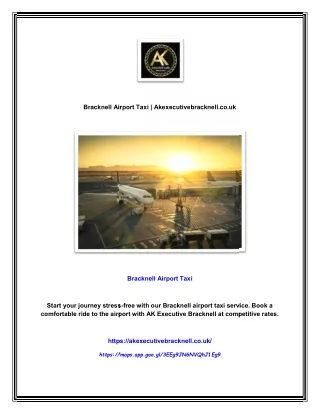 Bracknell Airport Taxi | Akexecutivebracknell.co.uk