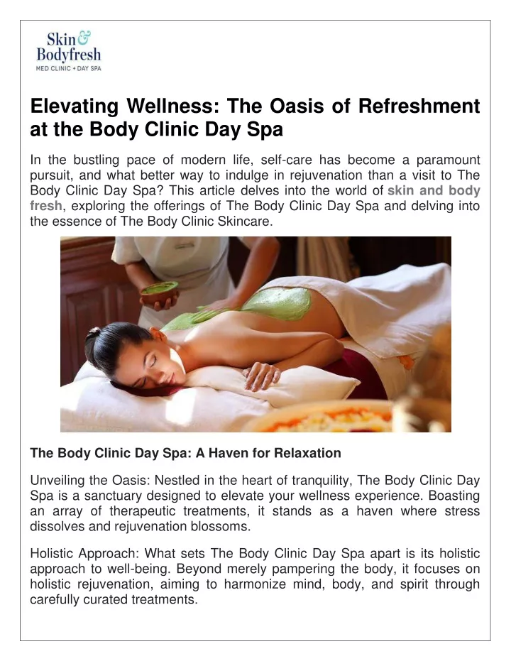 elevating wellness the oasis of refreshment