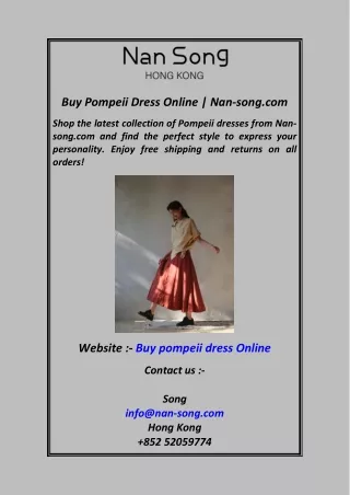 Buy Pompeii Dress Online  Nan-song.com