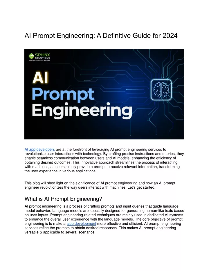 ai prompt engineering a definitive guide for 2024