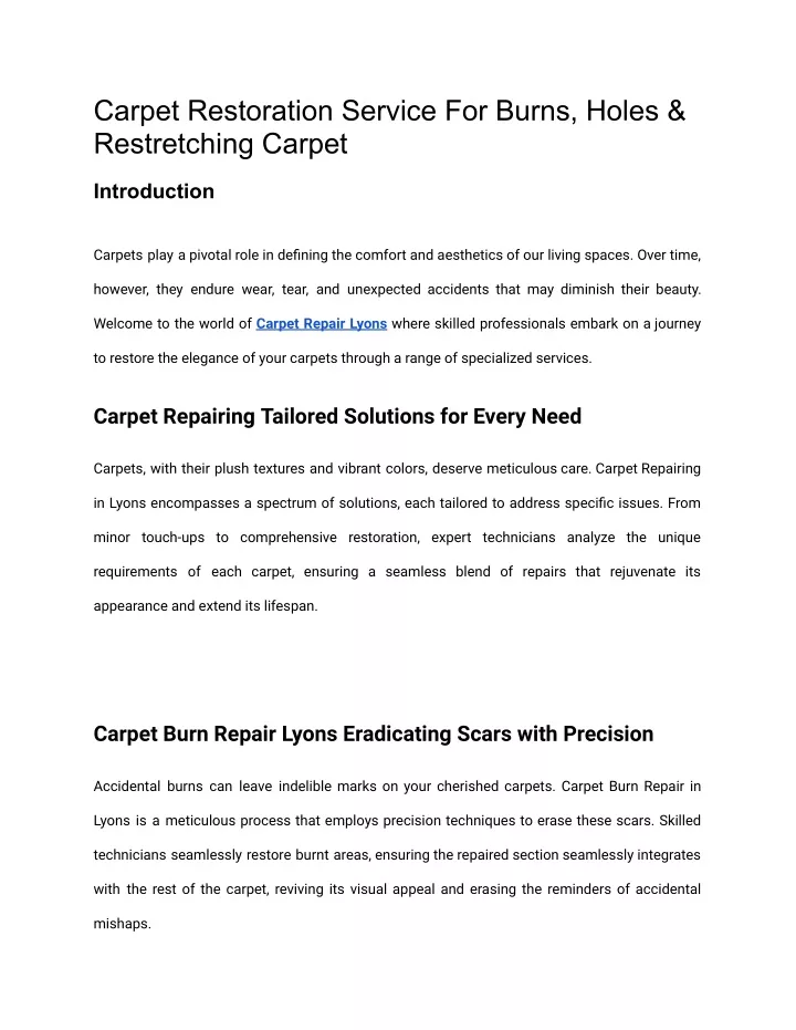 carpet restoration service for burns holes