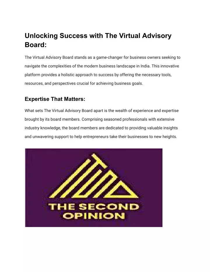 unlocking success with the virtual advisory board